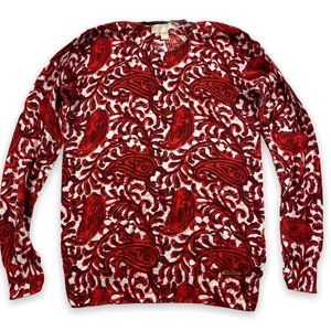 Michael Kors Paisley Floral Knit Crew Neck Sweater